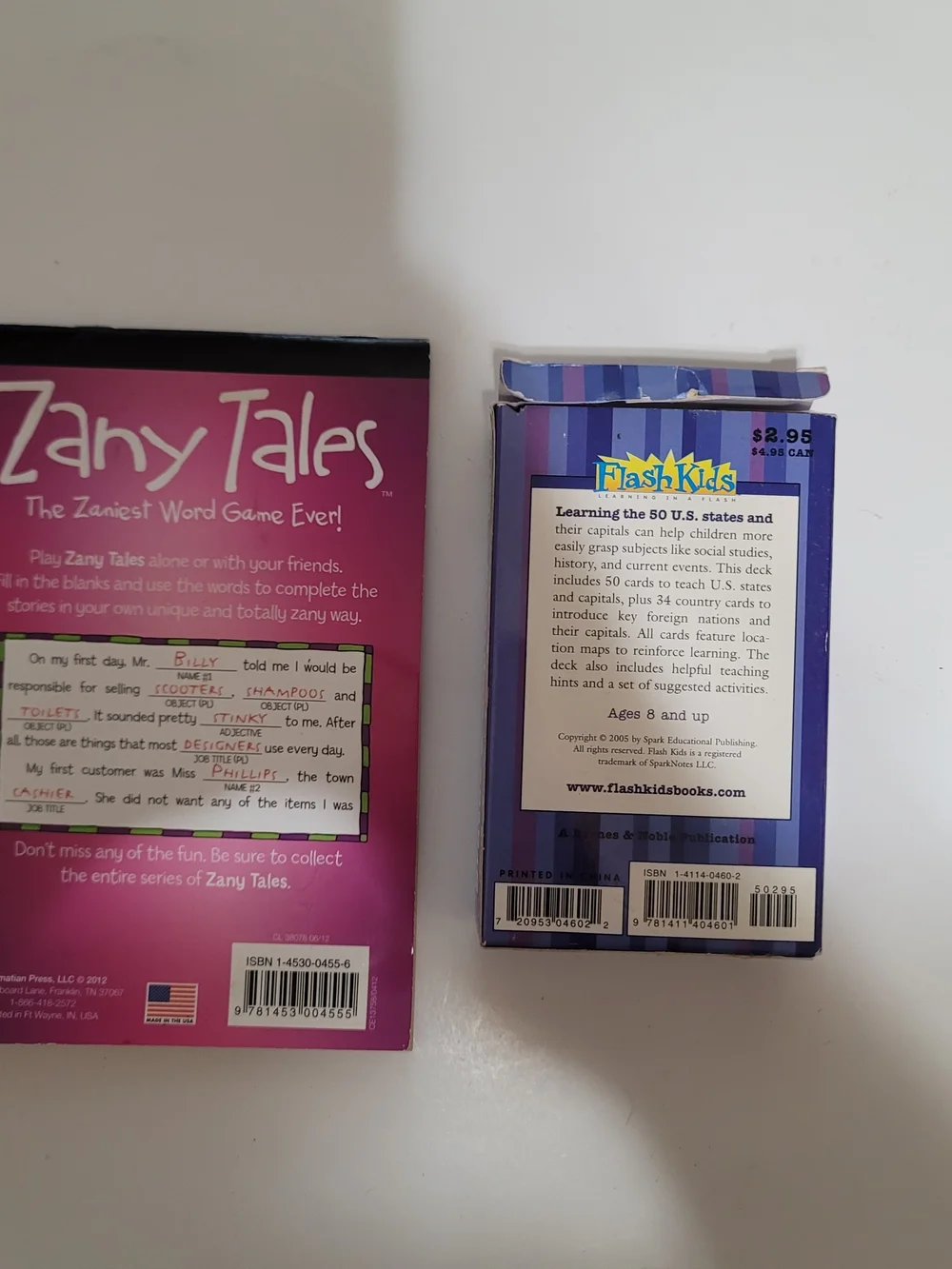 Zany Tales Card Game & States & Capitals Flash Cards - Purple / Blue